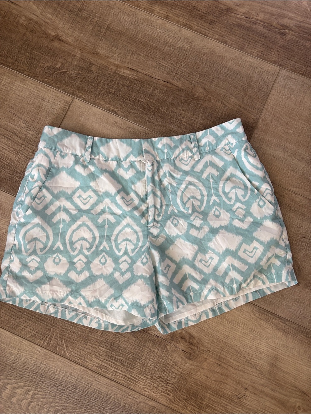 Chelsea & Violet Aqua and White Ikat Print Shorts
